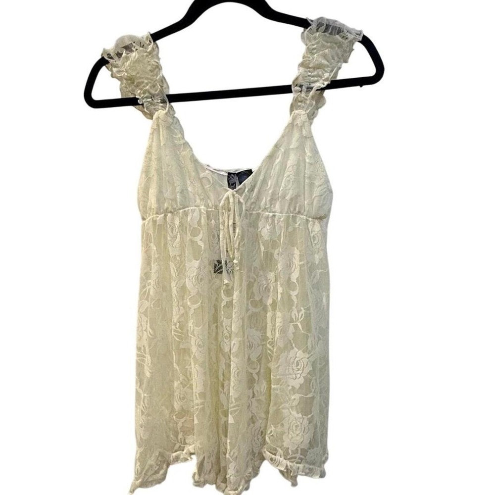 NWT LunaChix Ivory Floral Lace Babydoll Tank‎  Size Small Boho Fairy Cottagecore